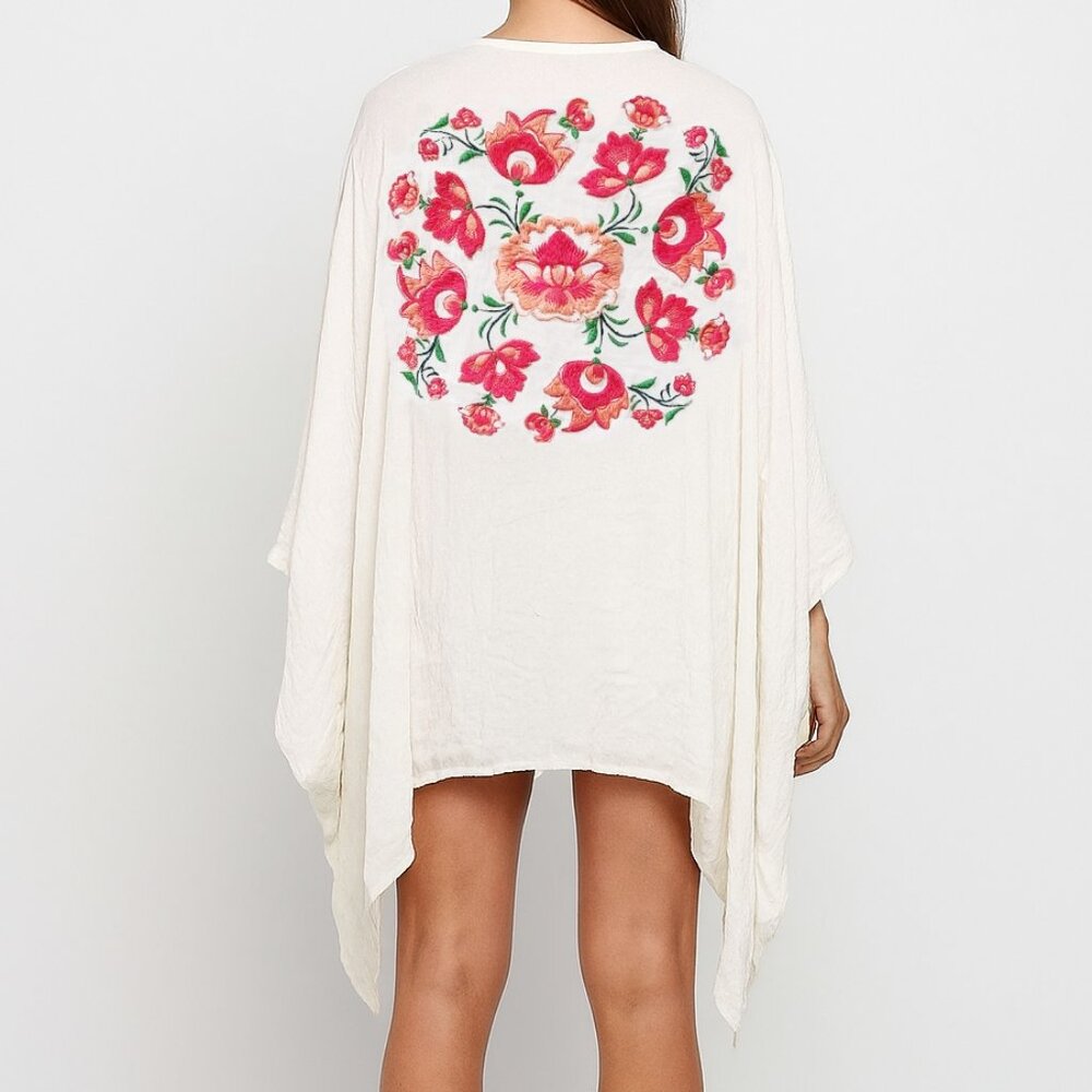 Z&L Europe Kimono Robe Embroidered Floral Duster Size Medium b56